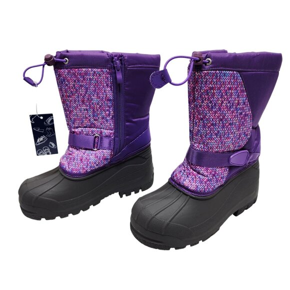 Girls Purple Winter Snow Boots Size 2 Knit Pattern Insulated - Picture 8 of 12